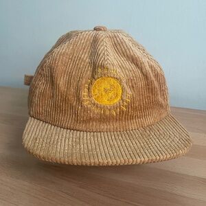 Corduroy Tan Hat with Sun Embroidery